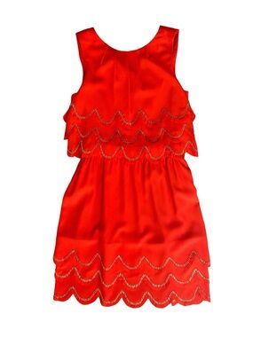 Authentic Designer Sleeveless Coral Scallop Mini Dress